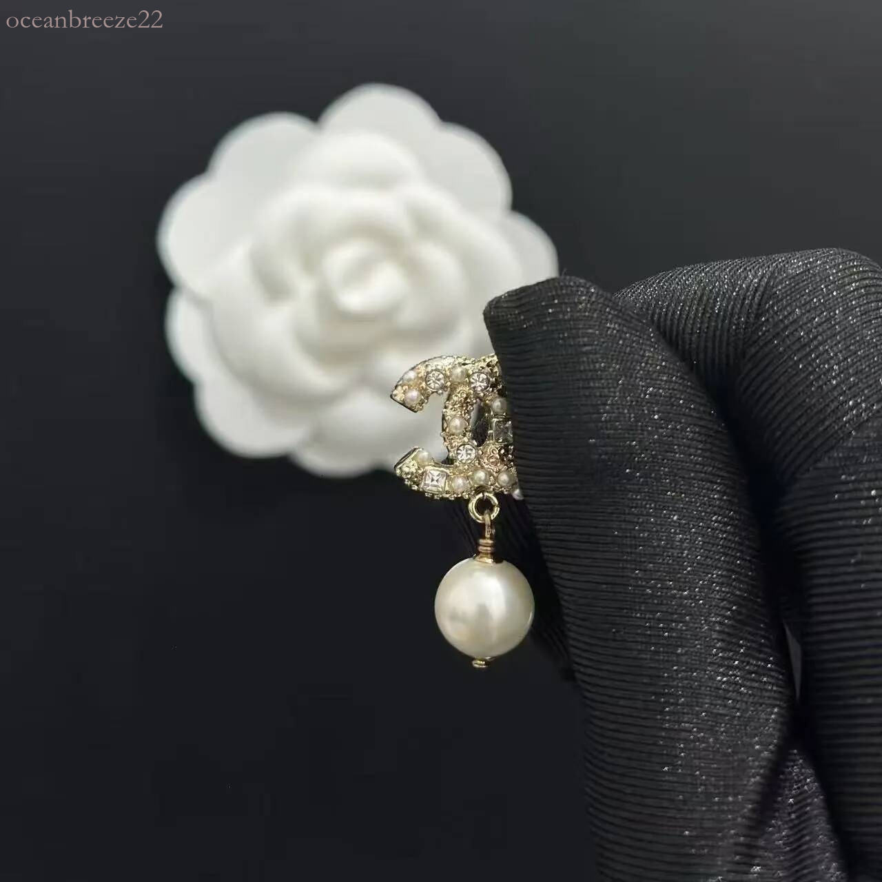 cc earrings Designer Jewelry Authentic double pearl designer fashion earrings classic non fading elegant chan earrings Studs chanlys earring cc jewe