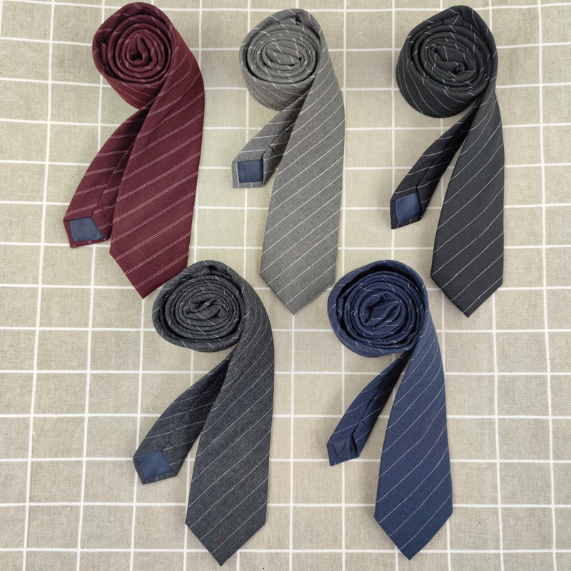 Shengzhou High-Quality Cotton Linen 5 Colors 6cm Necktie Men's Black Business Formal Executive Hand-Tied Striped Decorative