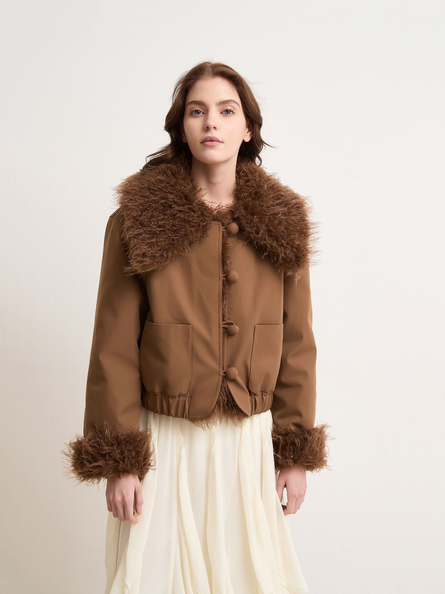 Tencel Wool Oversized Collar Thickened Short Jacket For Women, Korean Style, Versatile, Clearance Makoufei Makoufei