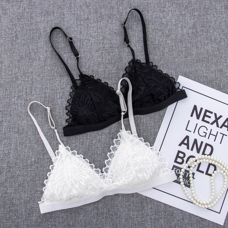 Women Bra Wire Free Unpadded Lingerie Floral Lace Bralette Female Ultra Thin Sexy Brassiere Girls Underwear A/B Cup dongdumaoyi