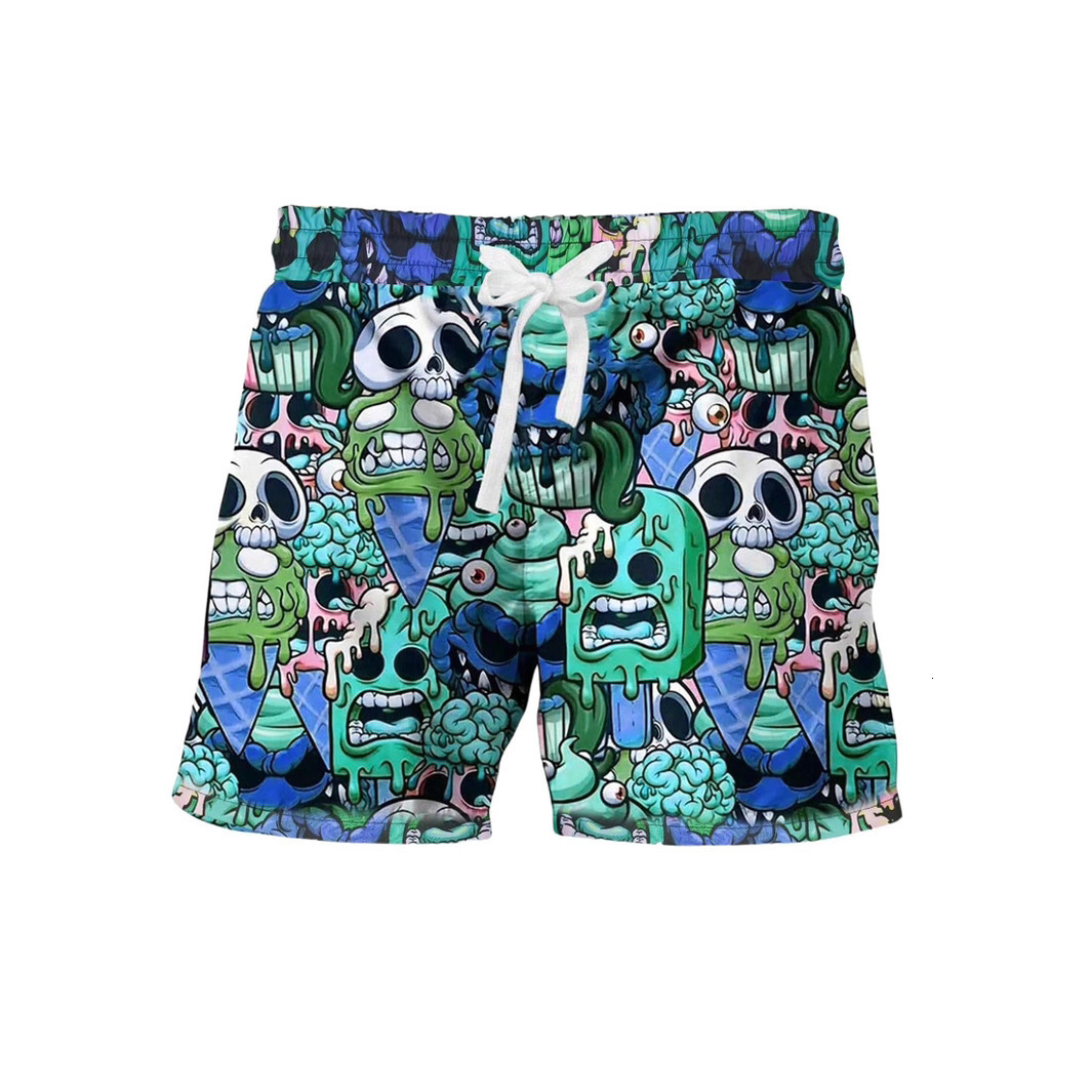 2026 New Model Graffiti Casual Loose Men's 3D Digital Print Beach Shorts Free Shipping