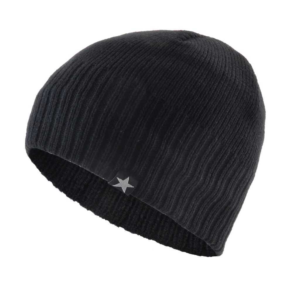 Beanie/Skull Caps Men's Skullies Beanies Knitted Wool Hats Men Winter Knitting Thick Beanie Hat Double Layer Solid Color Velvet Warm Bonnet Cap