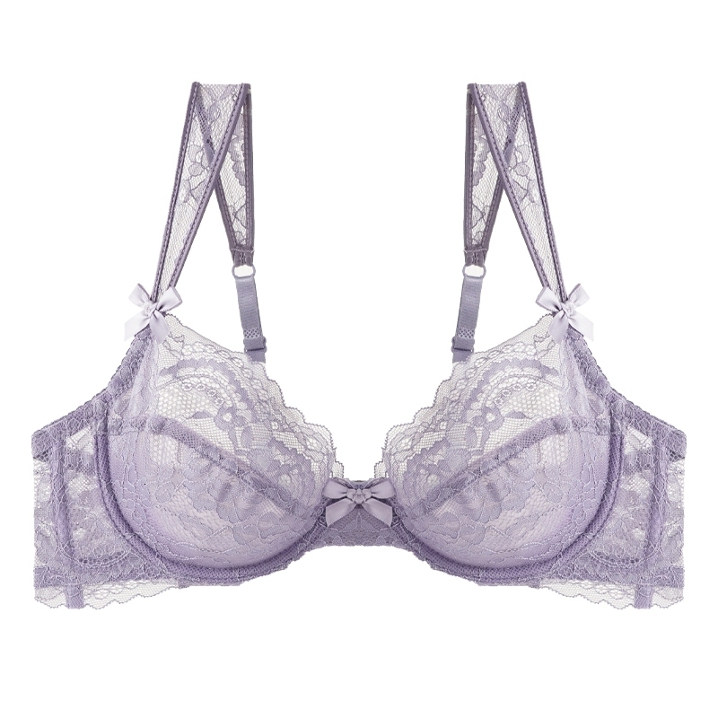 Sexy Ultra-thin Lace Bras Women's Push Up Summer Breathable Bra Hollow Out Gathered Underwear French Elegant Bow Underwire dongdumaoyi