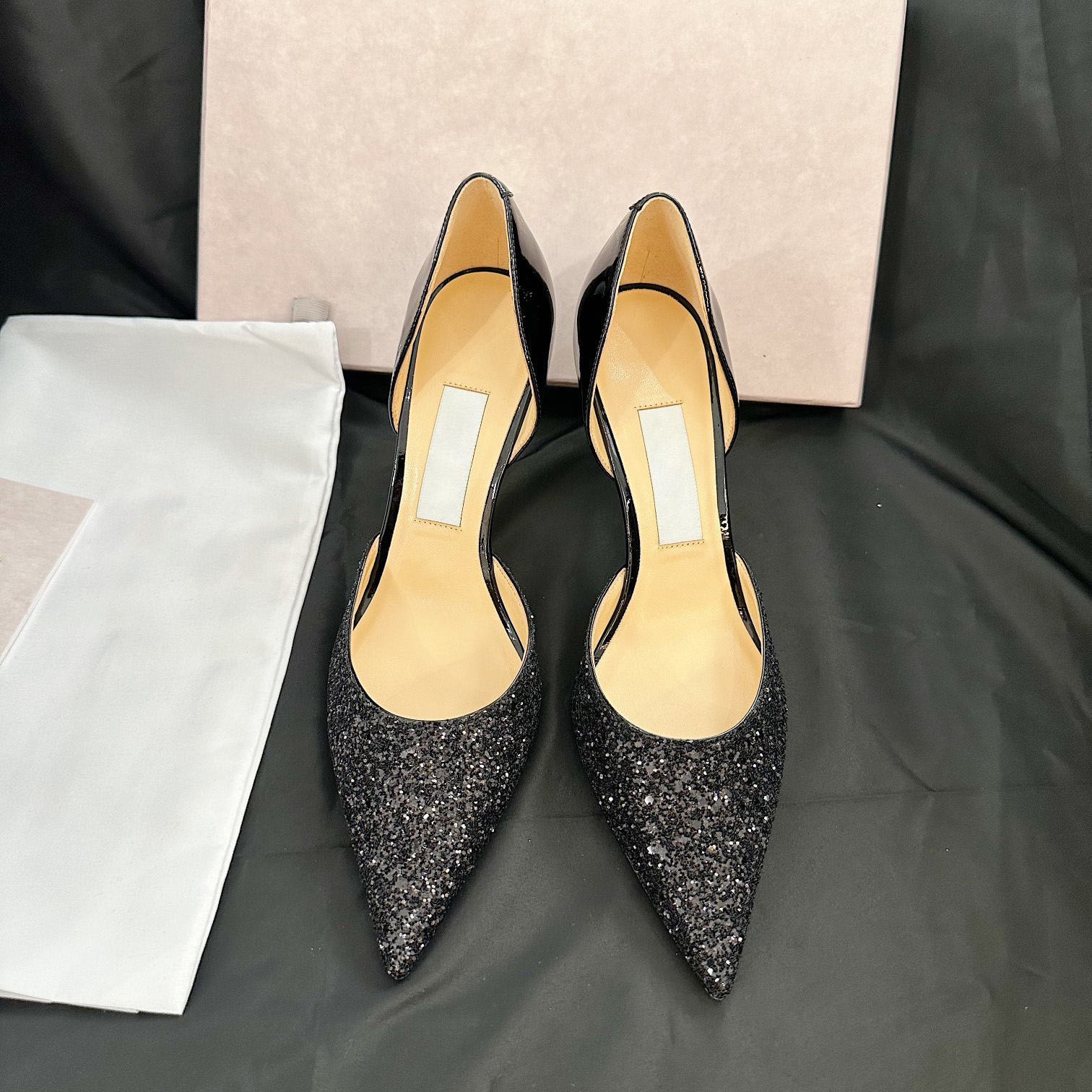 Elegant Pointed Toe Stiletto Pumps Ladies Classic Love Style Patent & Suede Leather Full Grain Sheepskin Insole Dress Heels For Wedding Banquet Dail