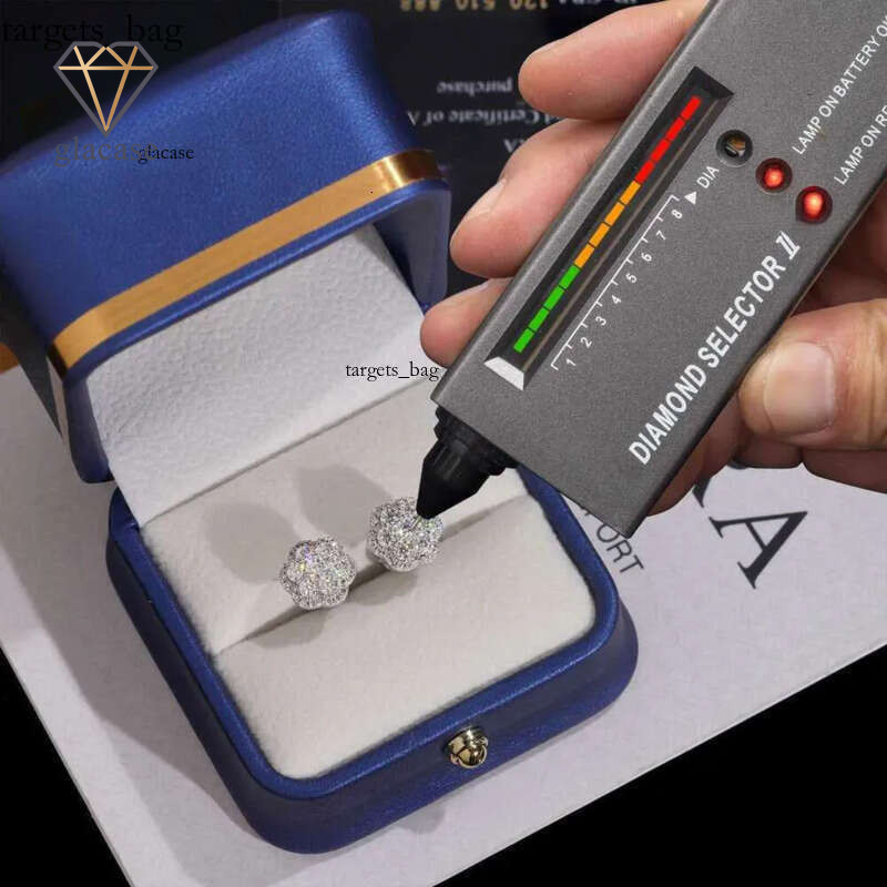 Elegant Dazzg Trendy wer 10MM Moissanite Dia Ear Studs For Men Women Hip Hop Jewelry Fine Earrings 10K Solid Gold