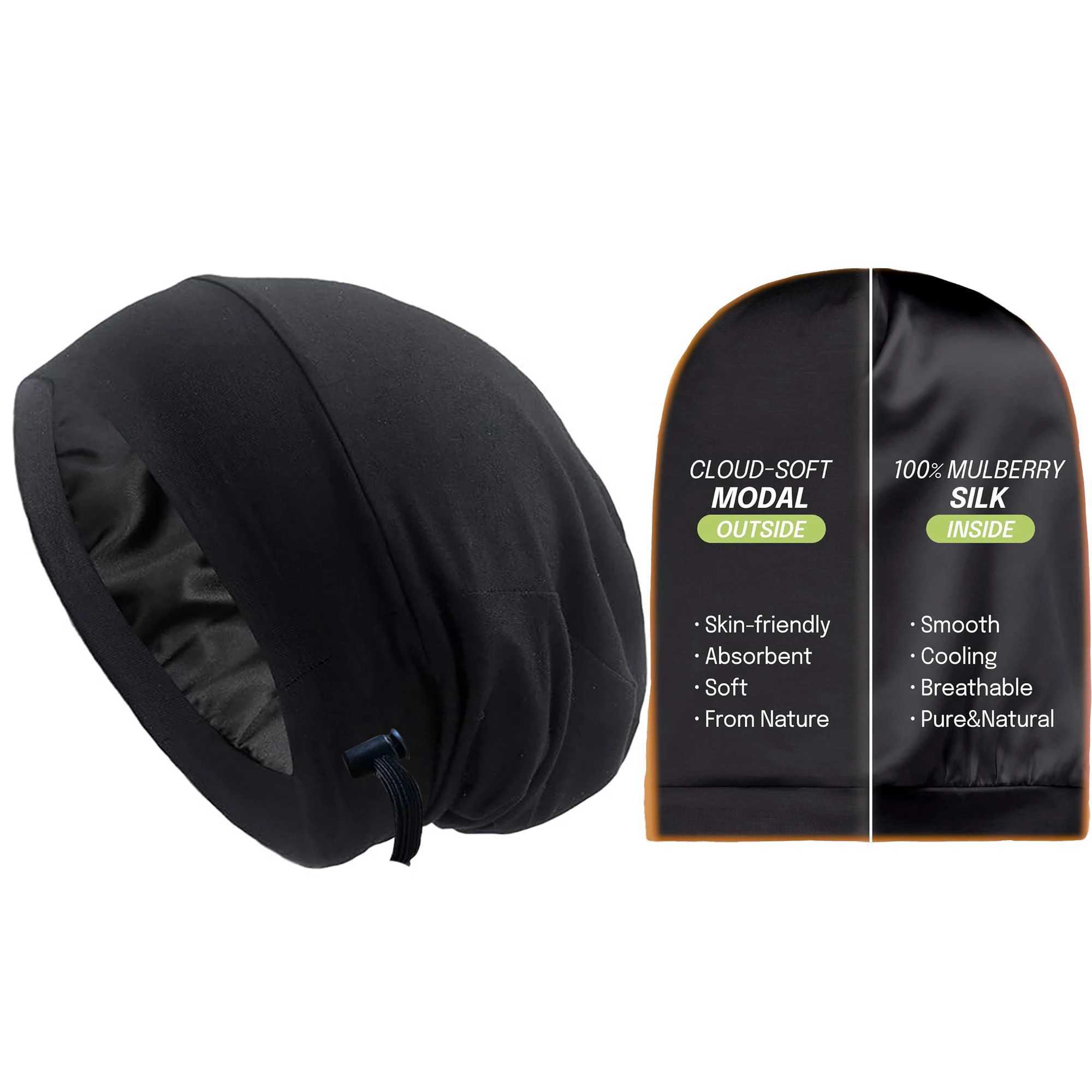 Adjustable Silk Bonnet for Sleeping Women Men Satin Lined Sleep Cap for Curly Hair S261017IV4P
