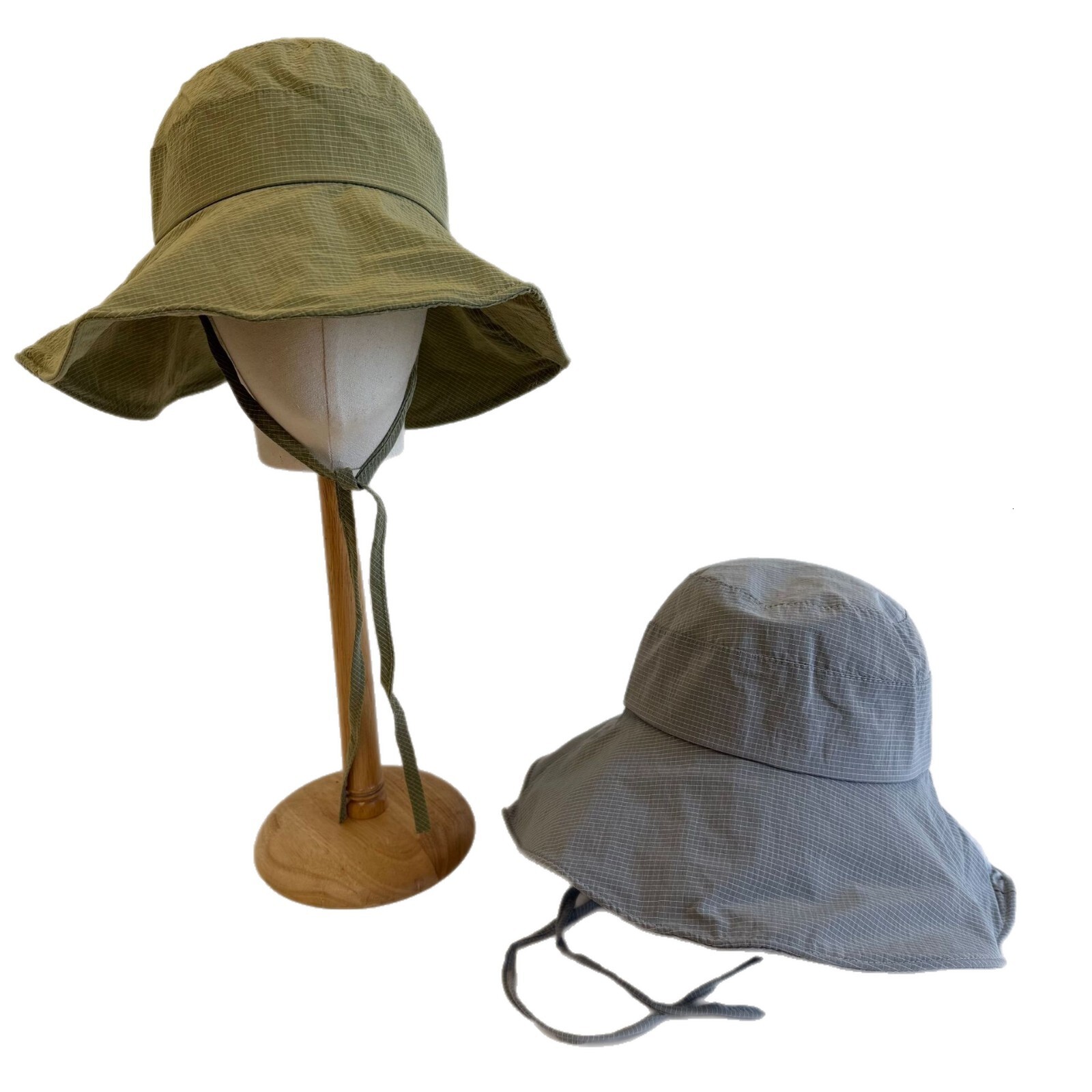 Koreanstyle small checkered largebrimmed sunprotective fisherman for women new springsummer fashion versatile outdoor travel sunshade bucket hat
