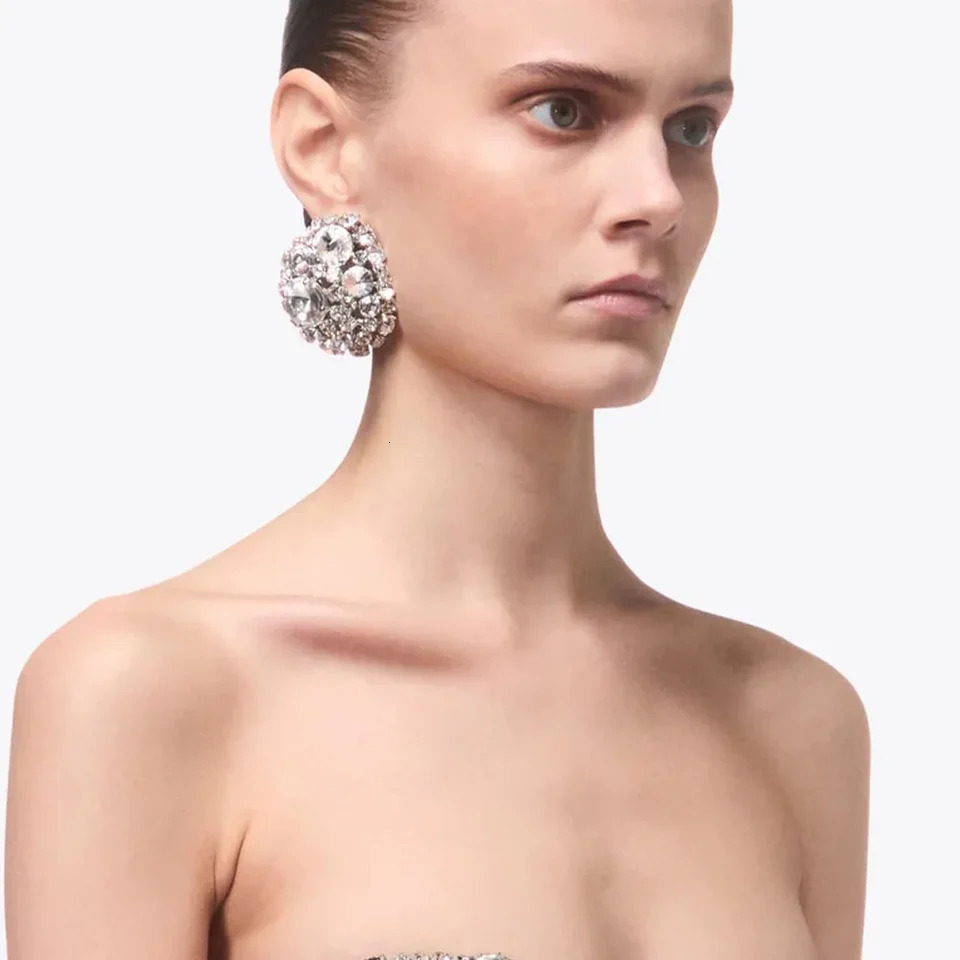 Stonefans Fashion Exaggerated Crystal Earrings Aesthetic Jewelry Christmas Gifts Rhinestone Large Square Earrings for Women 261017