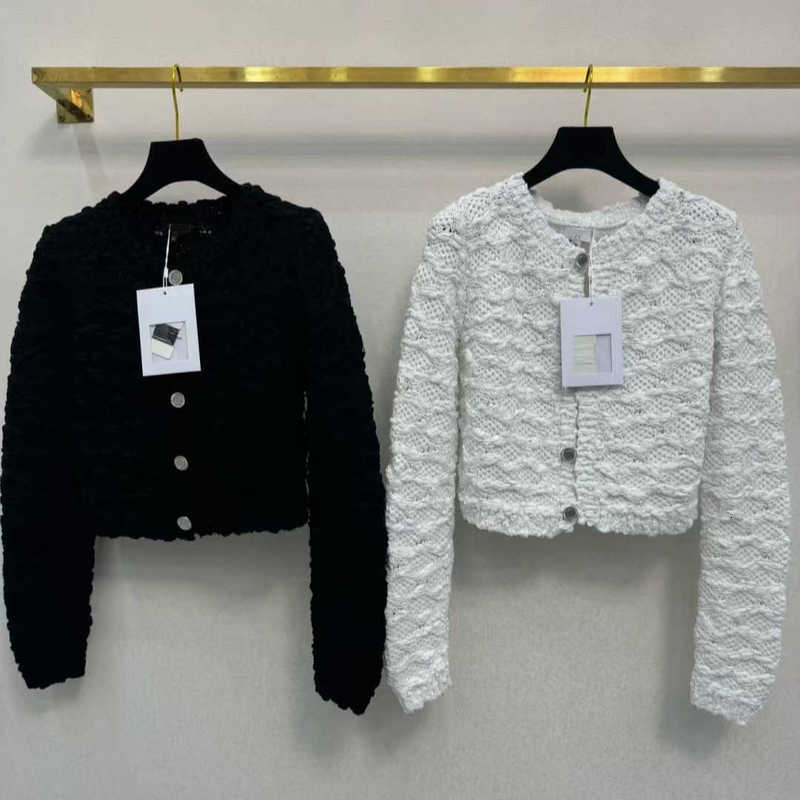 Women's Sweaters Designer High-end Version Ch-inspired Design, Finely Crafted Jacquard, Hollowed-out, Elegant Round-neck Short Cardigan Jacket