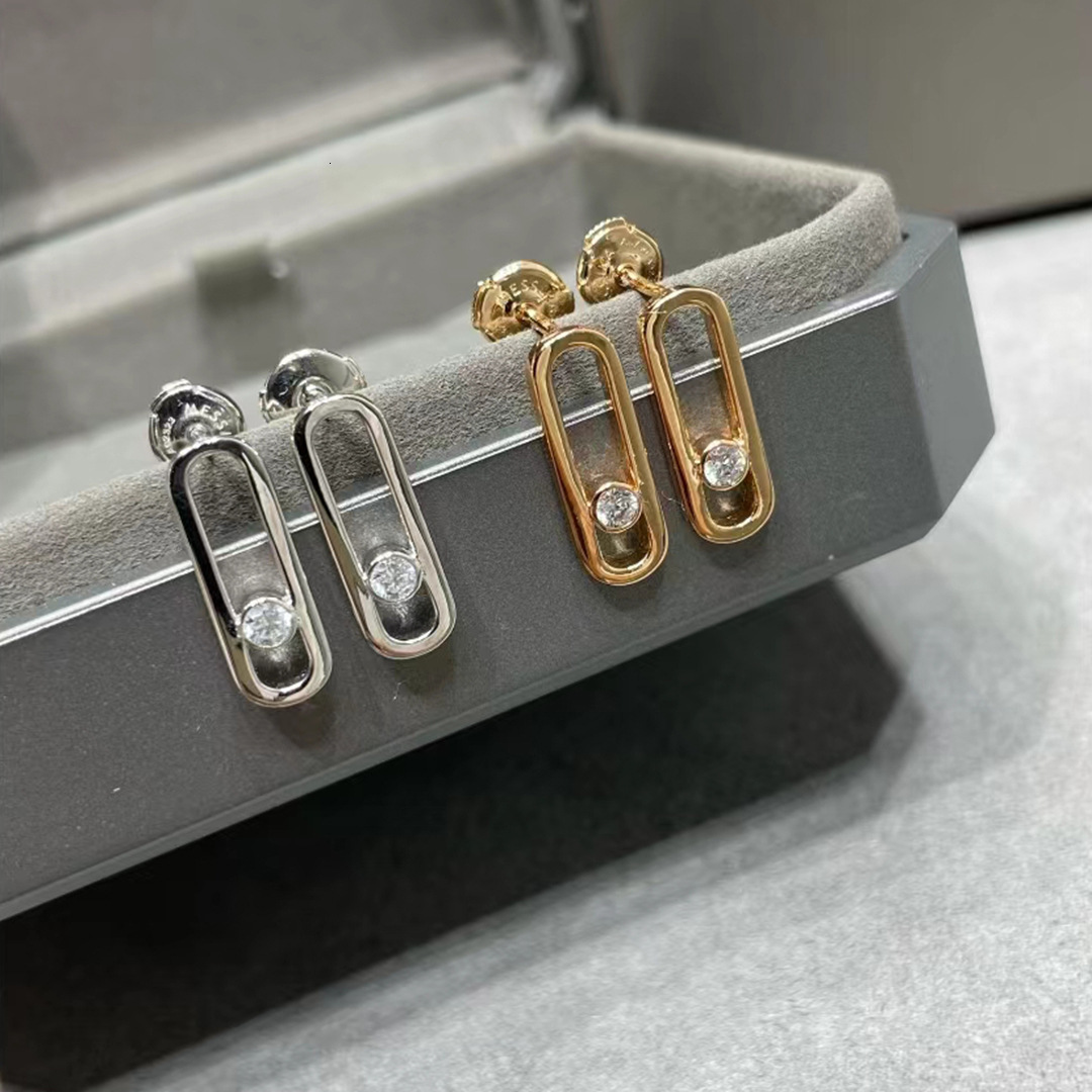 Mesikaa Stud Earrings Designer Messikaas Fashion Earring For Woman Ear Jewelry Movable Zircon Stud Earrings Long Paperclip Style Women's Hoop E