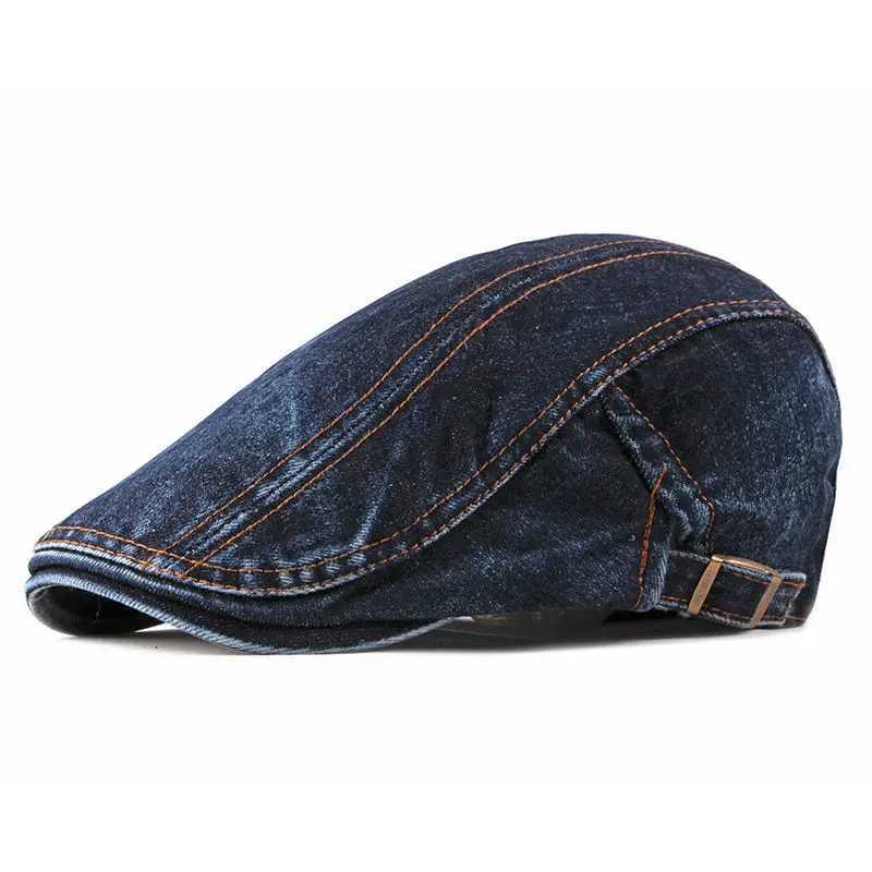 Four 2026 Seasons Denim Solid Newsboy Caps Men Washed Flat Peaked Cap Women Painter Beret Hats 16 S261016D3UW