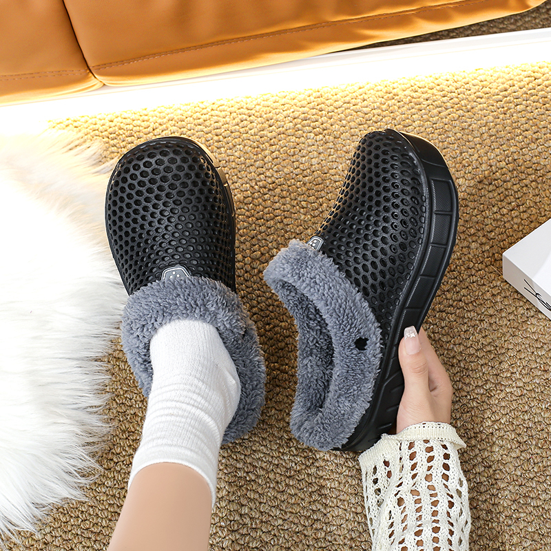 Winter Couple Fuzzy Slippers Women Men, Warm Fur Lined Mule House Shoes for Indoor Outdoor Cozy Comfortable Non-Slip Soft Slippe ddmykukumalu