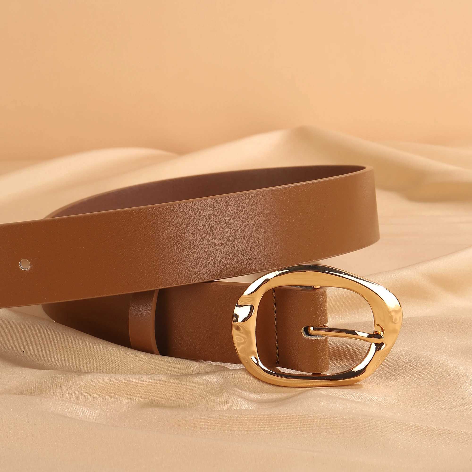 PU Wide Women's Leather Fashion Belt 3.3cm with Metal Geometric Pin Buckle Retro Style Waist Belt for Jeans Pants and Skirts M261016