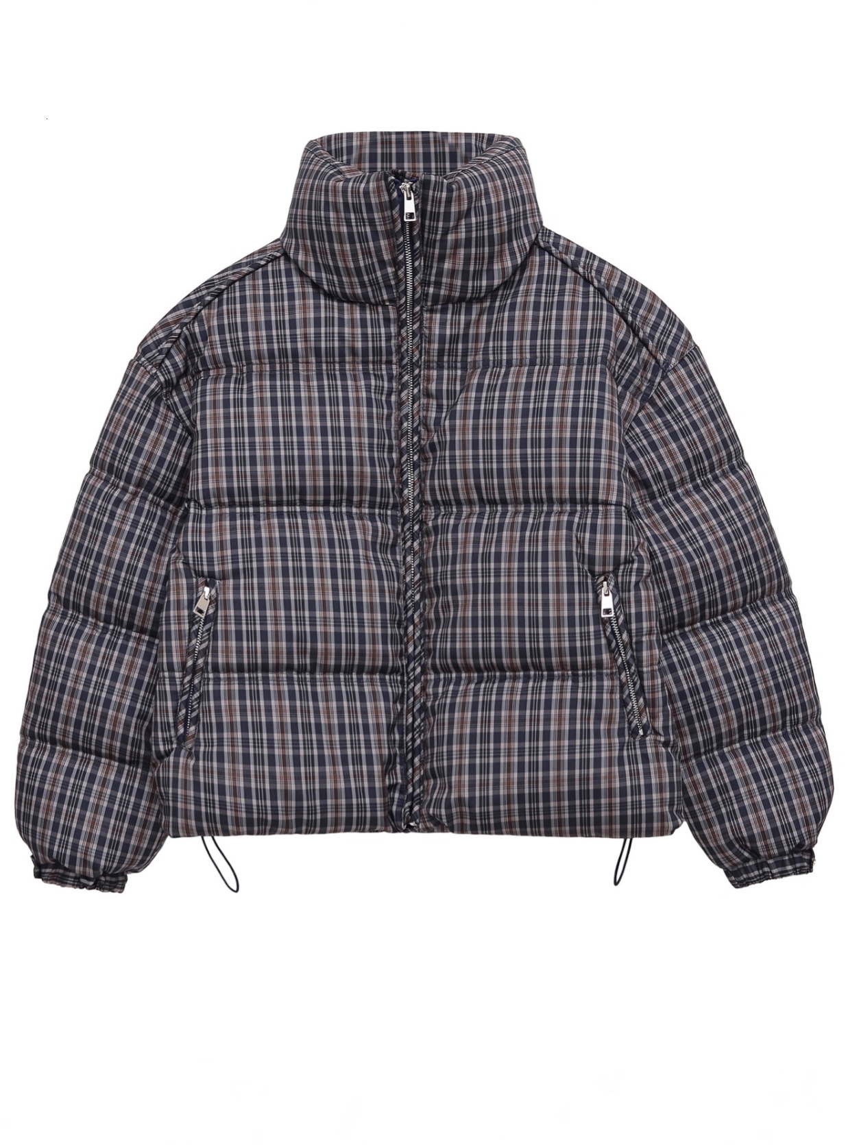 New Winter Collection Of Women's Clothing Zip Up, Long Sleeved, Stand Up Collar, Plaid, Quilted Cotton Jacket, Versatile Makoufei