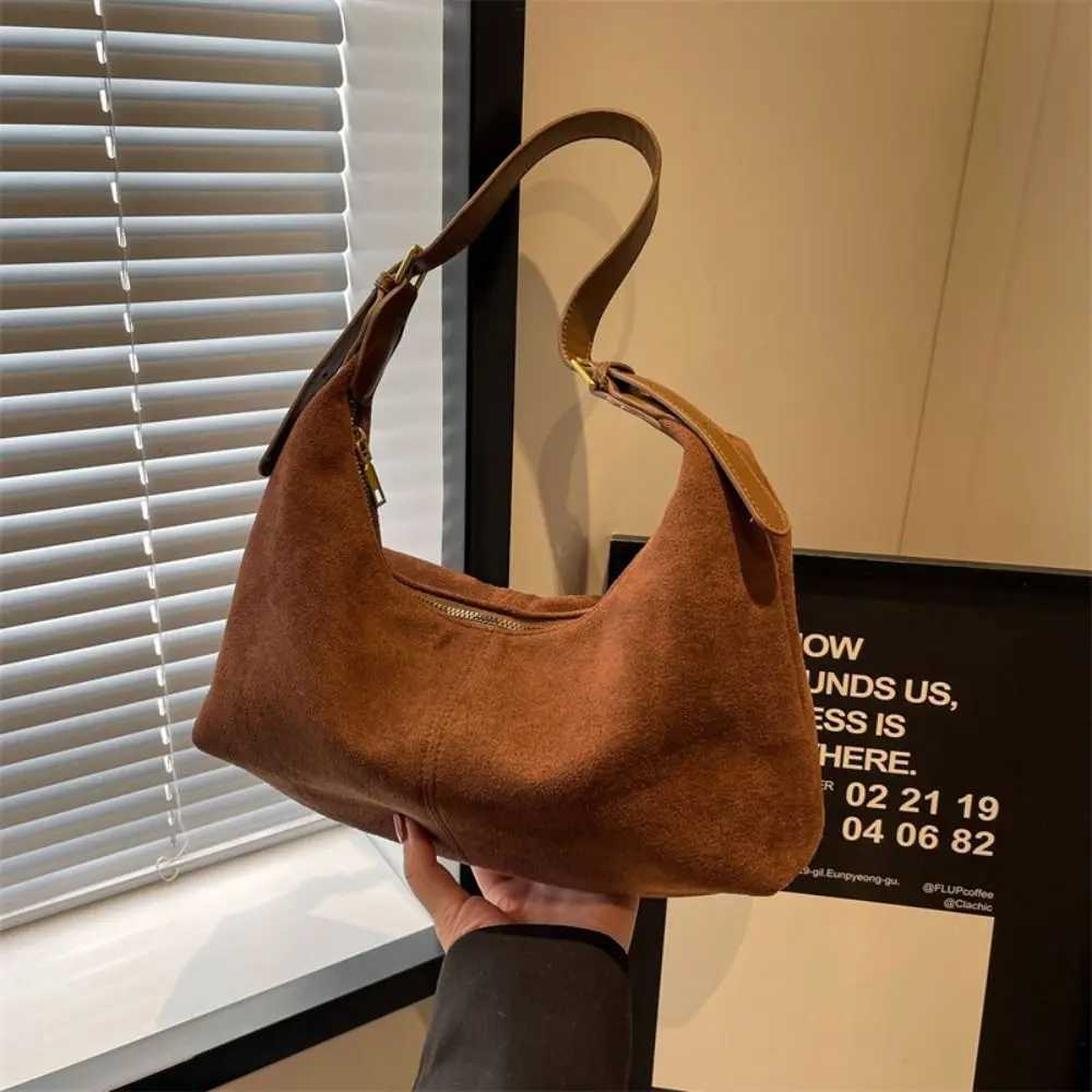 Evening Bags Simple Handbag Suede Shoulder Bag Large Capacity Fashion Hobo Bag Solid Color Korean Style Ladies Crossbody Bag Holiday H261016