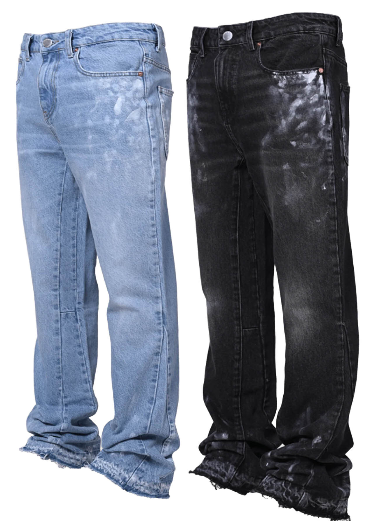 Jeans Men Vintage Straight Pants Mid Waist Stretch Distressed Washed Pockets Button Basics Trousers 2025 Streetwear Denims