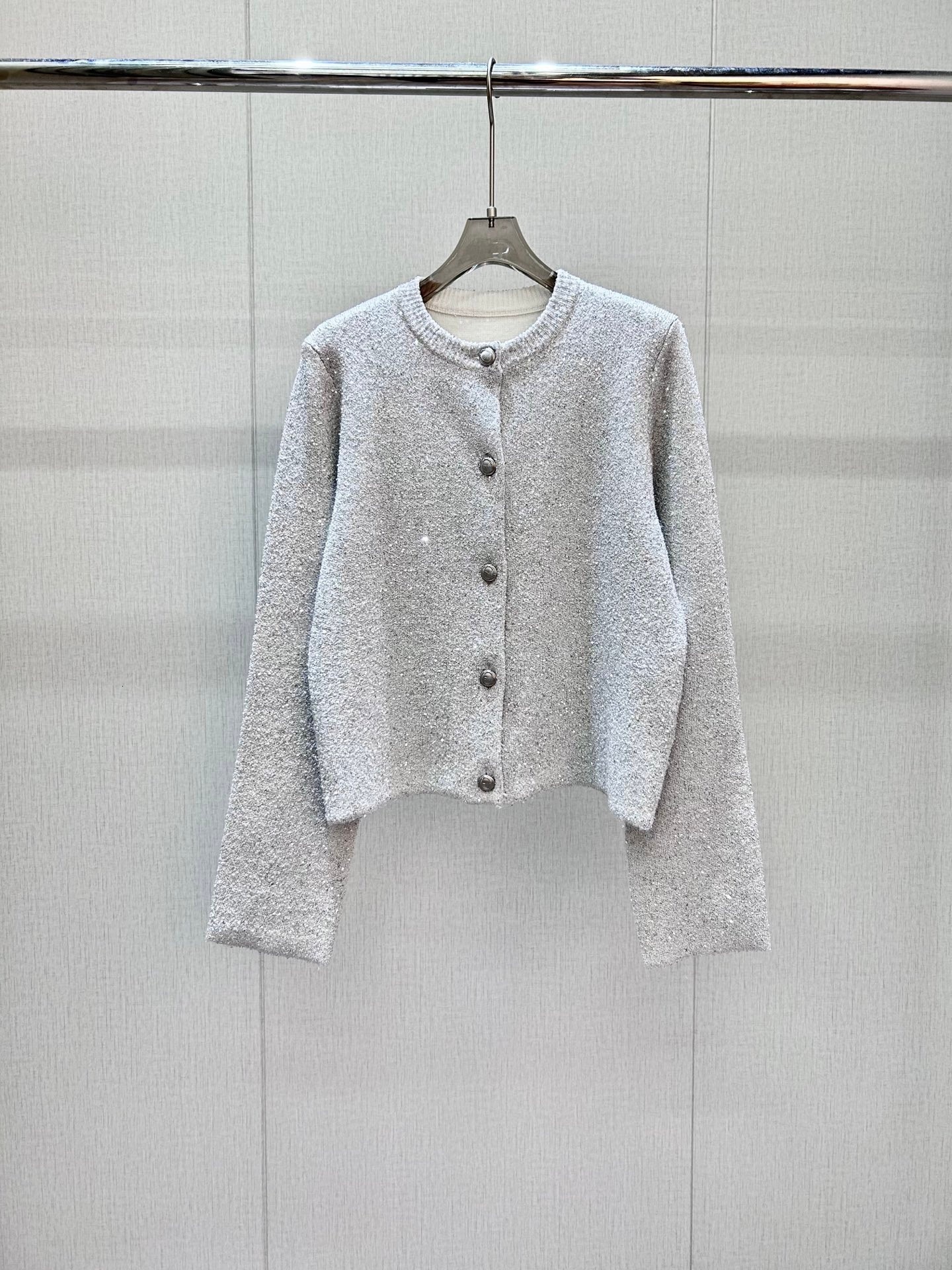New European And American Style Casual Fashion Women's Floral Yarn Round-Neck Knitted Cardigan Makoufei