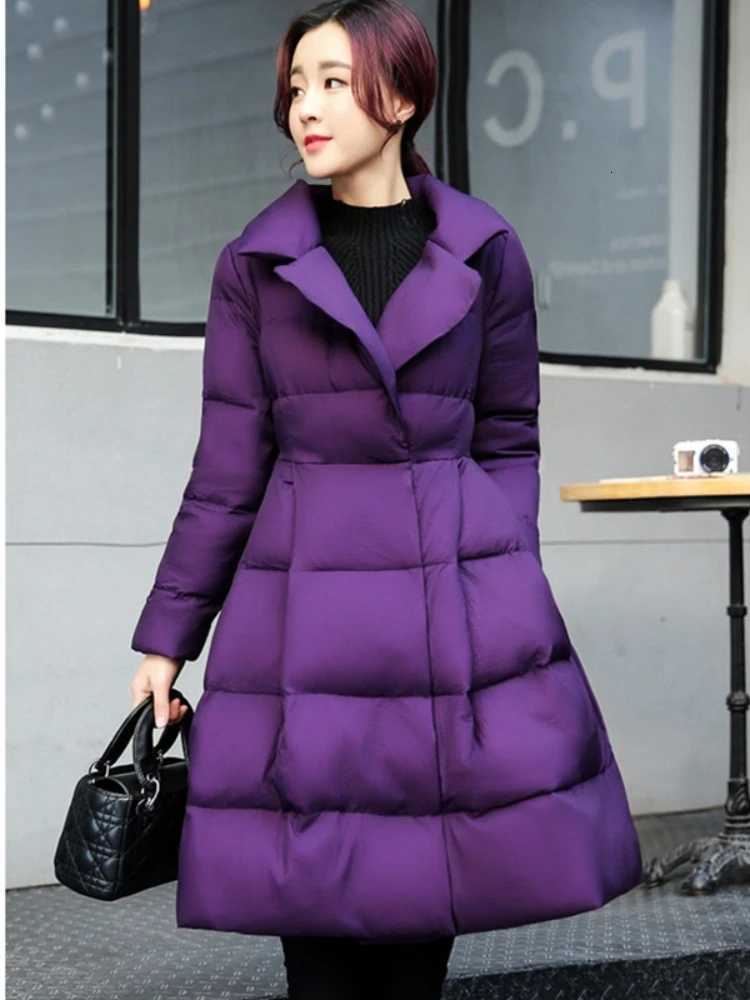 Women's Down Parkas Winter Women's Parka down Jacket Thicken Warm Overcoat with Bow Detail Slim Skirt Style Lapel Korean Cotton Coat for F