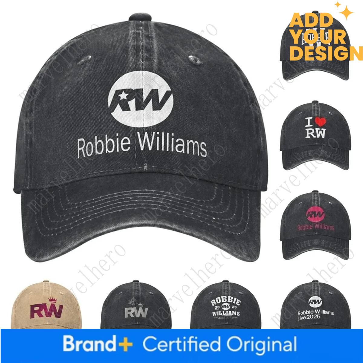 Vintage Robbie Williams Live Concert Baseball Cap For Men Women Distressed Washed Snapback Hat RW Singer Outdoor Gift Hats