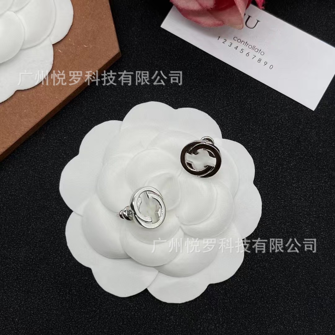 Jewelry ggearrings high quality interlocking letter in white gold vintage simple earrings for women
