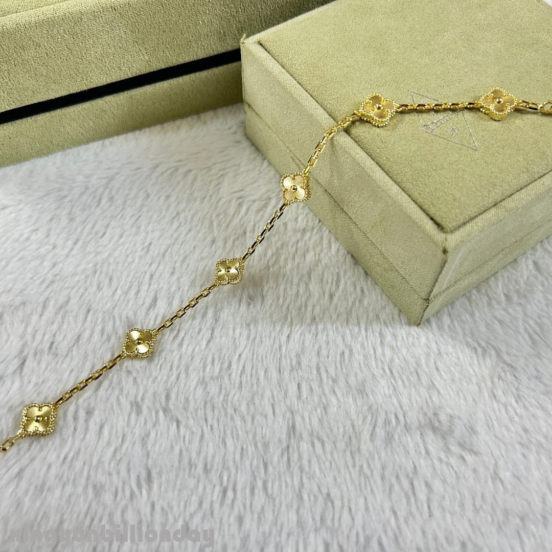 Designer Jewelry vca bracelet Four-Leaf Clover V Plated Thick Gold Six-Flower Bracelet Birthday Gift For Girlfriend vanly cliff bracelet