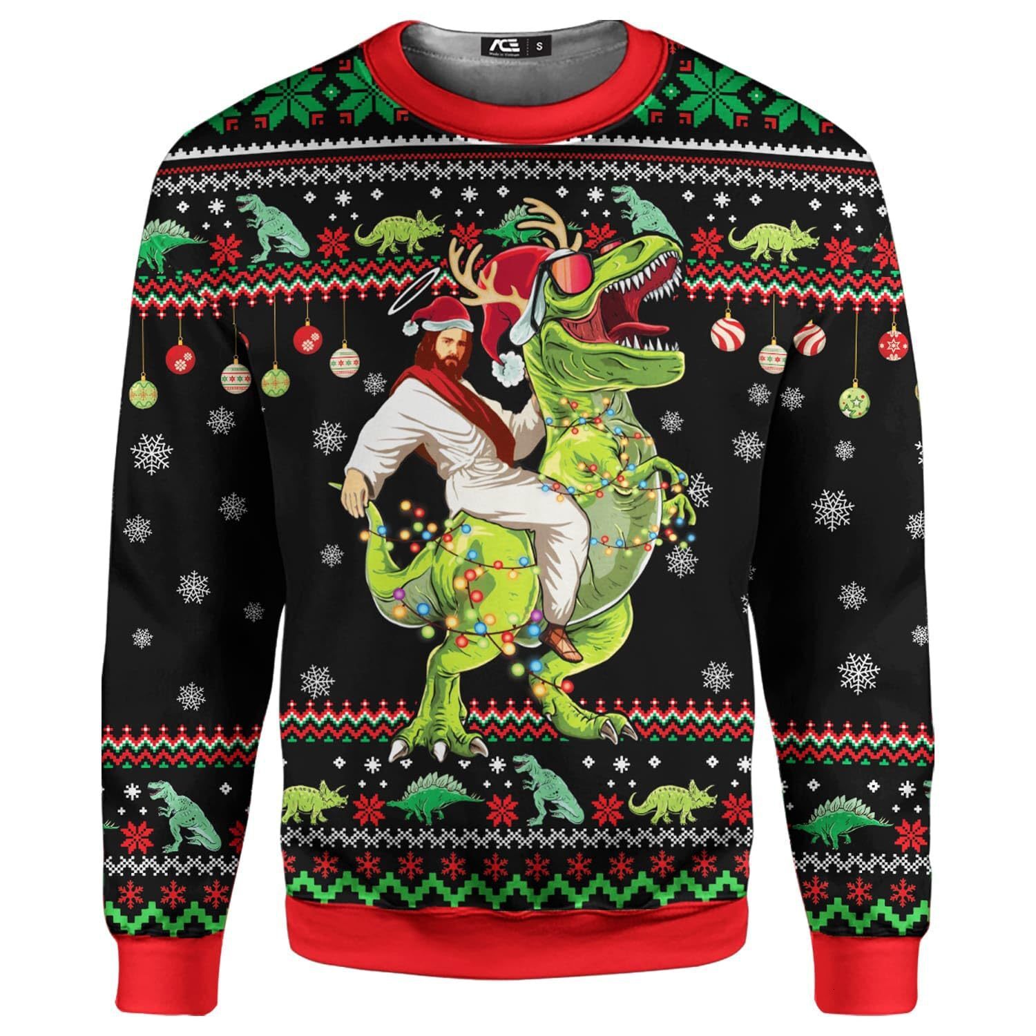 2026 Trendy Funny Christmas Sweatshirt With Santa Claus Print, Crew Neck, Long Sleeve, Unisex Party Top Free Shipping