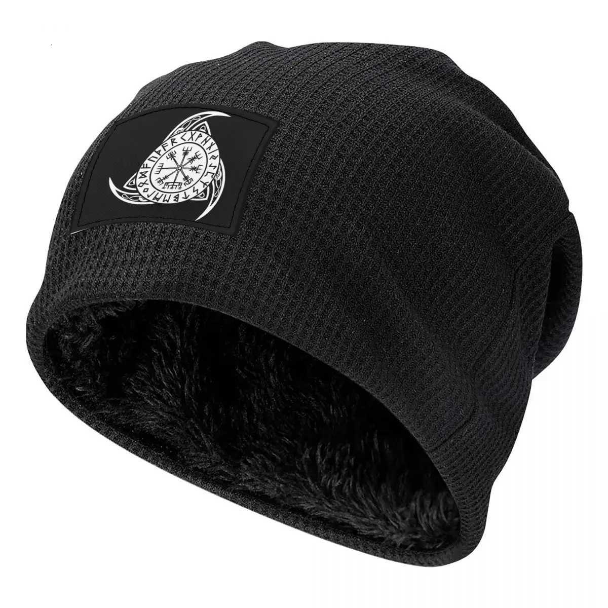 Beanie/Skull Caps Norse Nordic Viking Celtic Waffle Knit Fleece Lined Beanie with PU Leather Patch Unisex Warm Winter Soft CapT261017