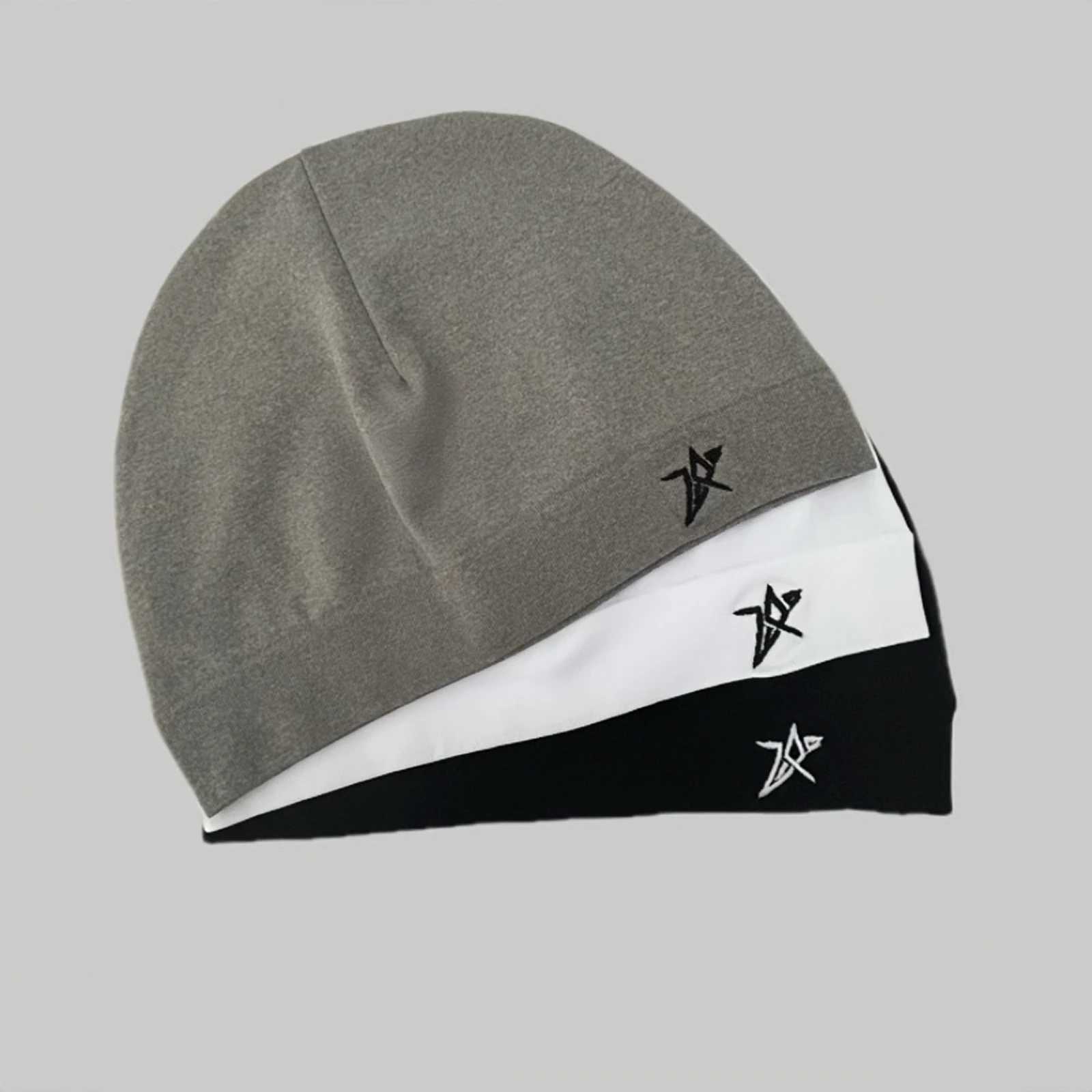 Star Embroidered Skull Cap Thin Beanie Soft Breathable Stretch Hat for Men Women Outdoor Sports Hiking Running Cycling AllSeason S261017BV4Q
