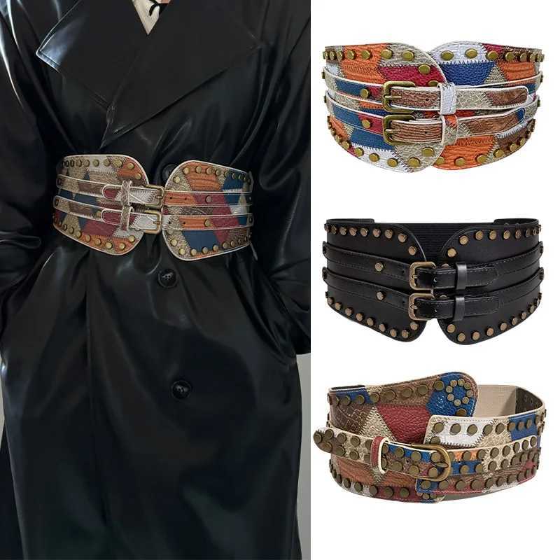 Women For Elegant Fashion Belt Colorful Ball Pattern Leather Corset Belt Female Punk Gothic Girdle Wide Cummeunds Plus Size M261016