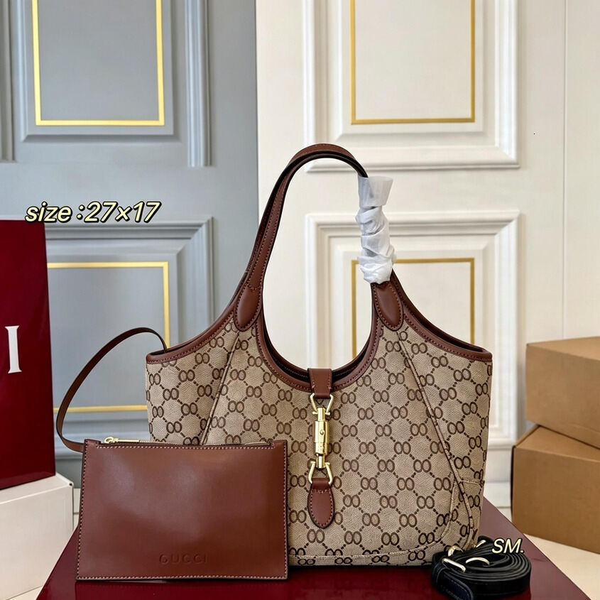 Women Luxury Designer Vintage Double Print Shoulder Crossbody Handbag Cowhide Edge Gold Metal Lock Purse With Matching Zipper Adjustable Blogger Hot