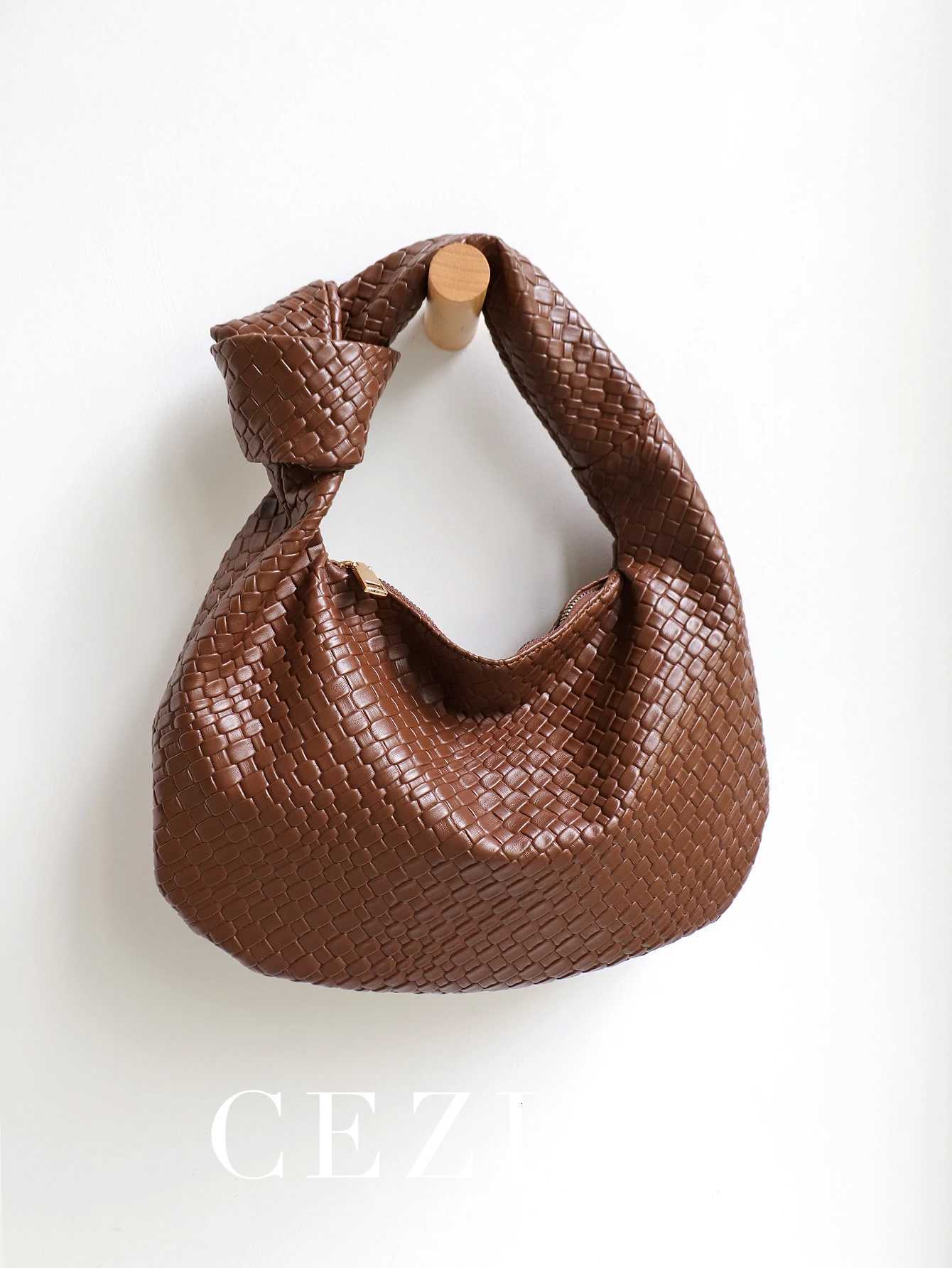 Cross Body CEZIRA Women Classic Fashion Woven Embossed Hobo Soft PU Vegan Leather Knotted Strap Small Top-handle Shoulder Bag Casual Daily H261016