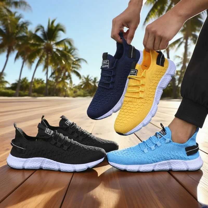 Casual Shoes New Men's Running Shoes Summer Soft Soled Nique Grid Trend Design Breathable Walking Sneakers Versatile Outdoor Exercise Shoes H26