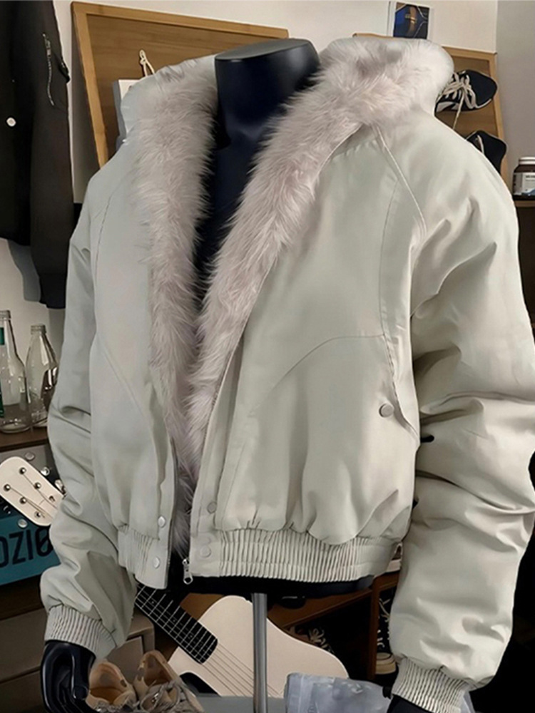 Cleanfit Mountain Eagle Fur Collar Hooded Coat Men Winter Thickened Warm American Style Short Cotton Jacket Makoufei