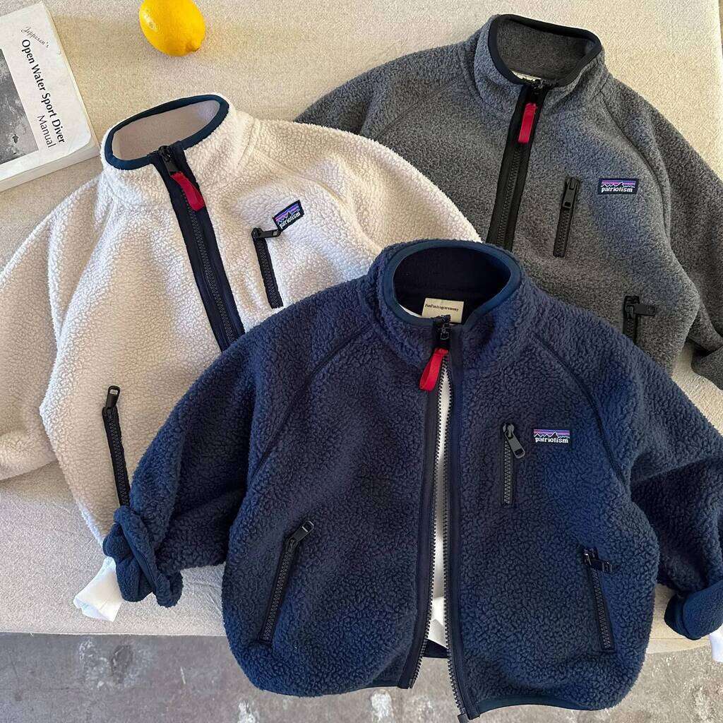 Boys Jacket Patriotism Kids Fleece Cotton Jacket Winter New outerwear Stock Baby Boys U0026 Girls Cute Sherpa Lined Coat W/Kangaroo Pockets Unisex T