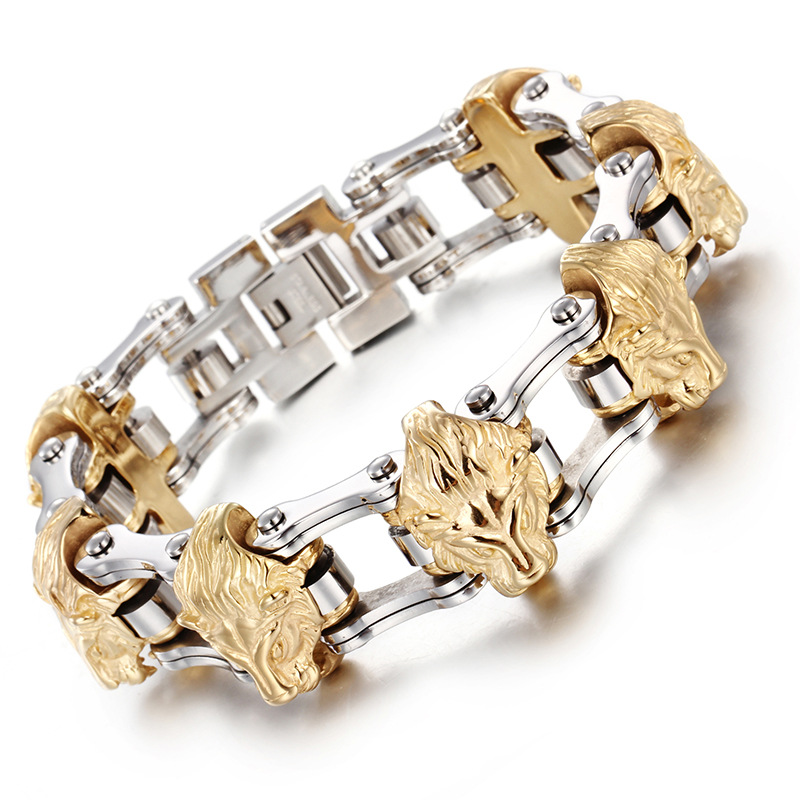 Heavy 316L Stainless Steel Solid Lion Head Biker Chain Mens Bracelet Cool Jewelry XMAS Gifts 21mm 8.8''