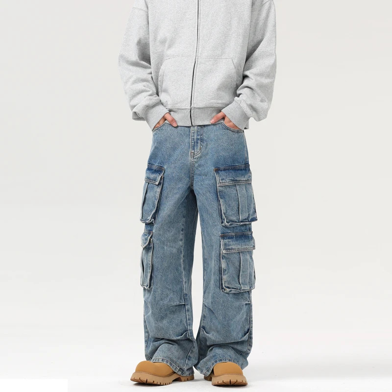 Autumn Mens Baggy Jeans Blue Wide Legs Denim Pants Oversize Cargo Korean Fashion Male Clothes Streetwear Trousers Sweatpants 261016
