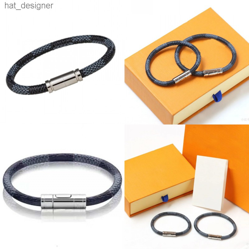 Charm bracelet leather bracelet designer bracelet men bangles luxury plaid printing designer jewelry women bracelet man cool birthday gift go017 Y4