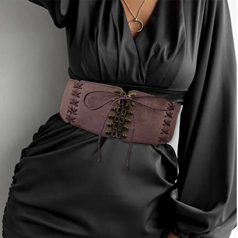 High-end Wide Corset Belt Women Luxury Brands Deerskin PU Cummeund Hip Hop Belt Female Punk Gothic Y2K Waisand for Women M261016