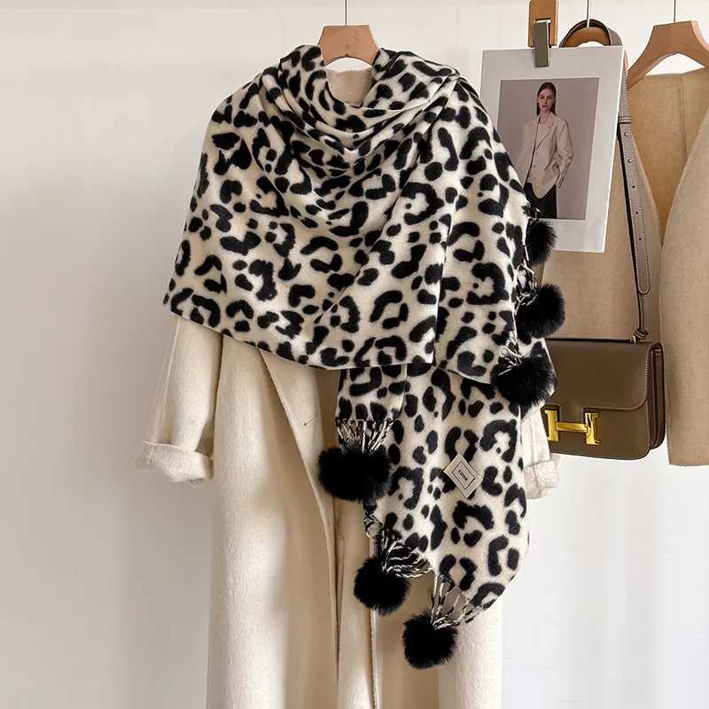 Chic Design Imitation Cashmere Scarf Women New Double-sided Leopard Print Wrap Fashion Scarf Versatile Warm Fringed Shawl Female S261017X9U8