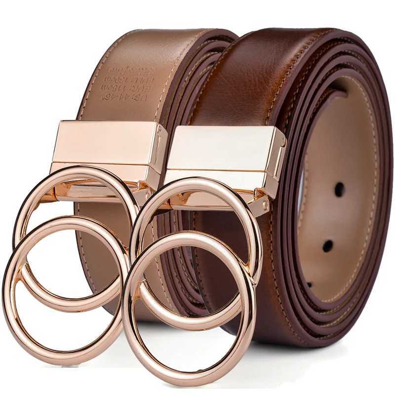 Women Leather Reversible Belt Double O Ring Rotate Buckle Two Side Waist Jeans Dress By Beltox Fine S261017VMMY
