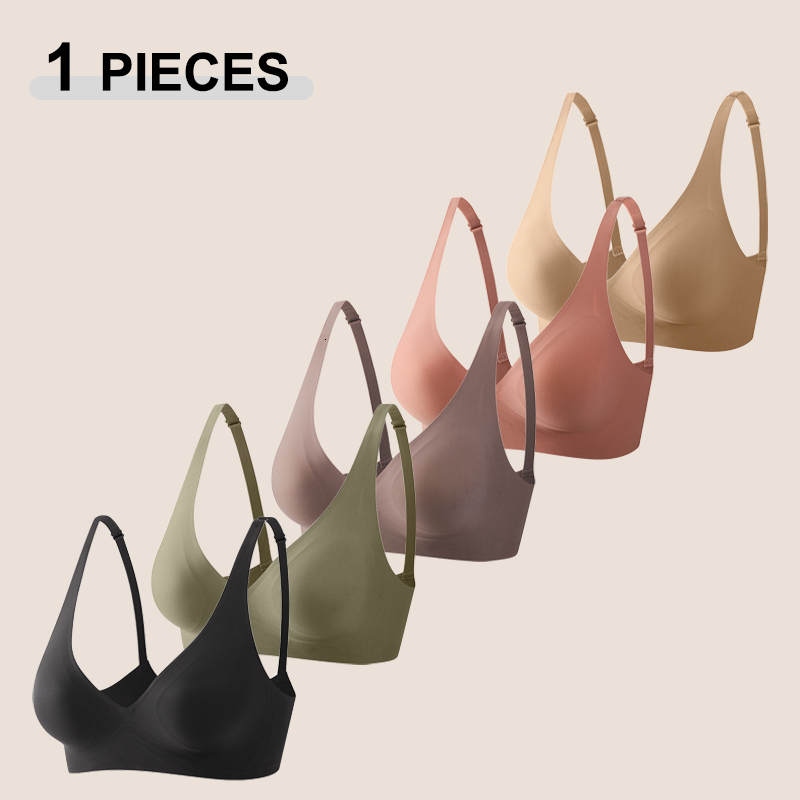 New Fashion Traceless Jelly Bra For Women Comfortable Wireless Push Up Brassiere Sexy Solid Color Seamless Intimate Underwear dongdumaoyi