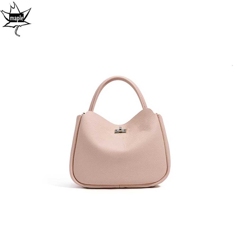 Evening Bags 2025 Spring Pink Hidden Lock Small Soft Hobo Genuine Cow Leather Women Handbag High Quality Daily Using Shoulder Bag H261016
