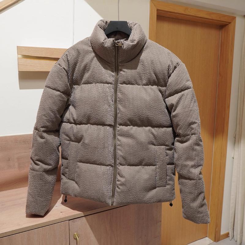 Men's Retro Corduroy Stand Collar Padded Jacket Cropped Loose Winter Thick Coat Multi Pocket Streetwear