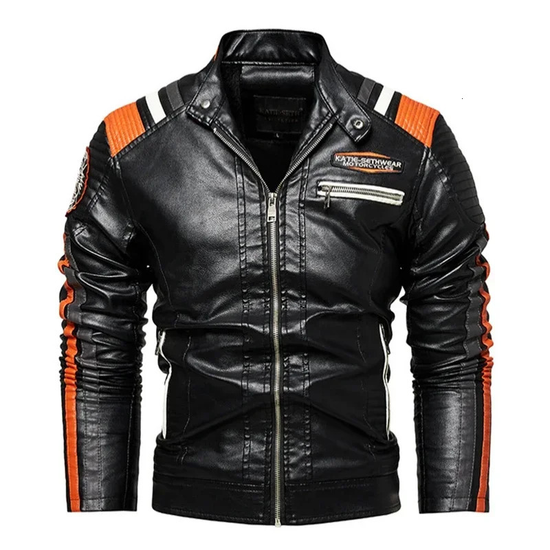 Motorcycle Commuting Racing Suit Mens Outdoor Cycling Coat Autumn European American Tough Guy Stand Collar Leather Jacket 261016