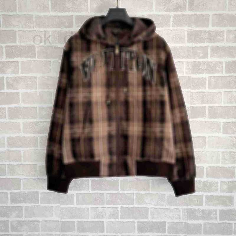 Men's Jackets Designer Autumn Urban Plaid Design Loose-Fit Hoodie, Unisex, Trendy, Urban, Youthful, Casual, Neutral Style 75Y2