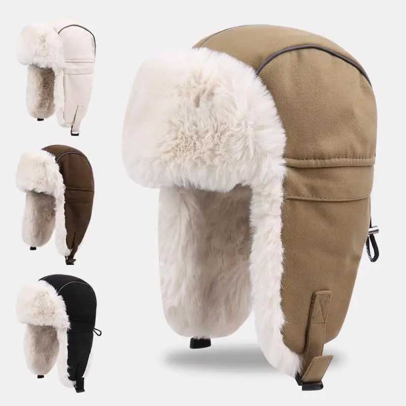 Trapper Hats Vintage Bomber Hat Men Women Winter Thickened Faux Fur Keep Warm Ear Protection Cold Proof Beanie Ear Flap Earflap WindproofT261017