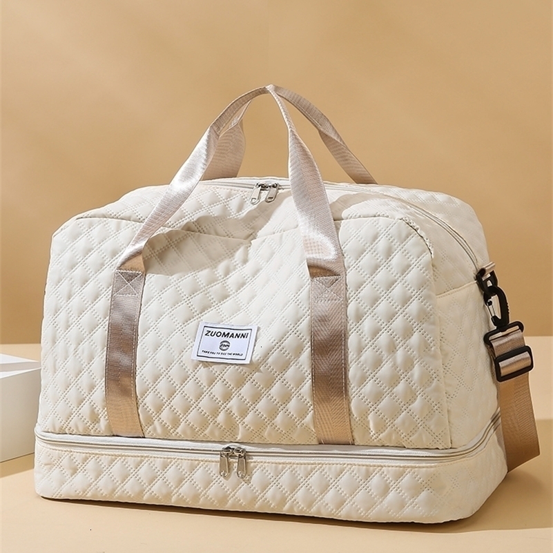 Lightweight Rhombic Lattice Travel Dufile Bag Large Capacity Sports Fitness Storage Bag Portable Weekender Overnight Bag260929wwww