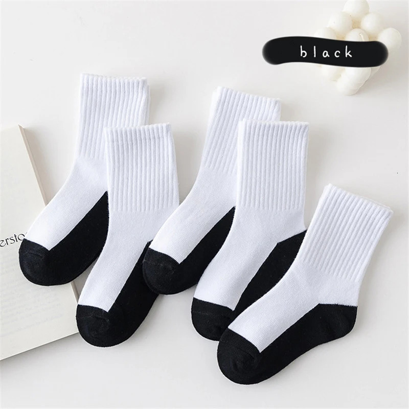 5 Pair Spring Autumn Children Socks Cotton Girl Boy Baby Warm Soft White Black Gray For Winter 1-3-5-8-12 Year Kids Student Sock 261015