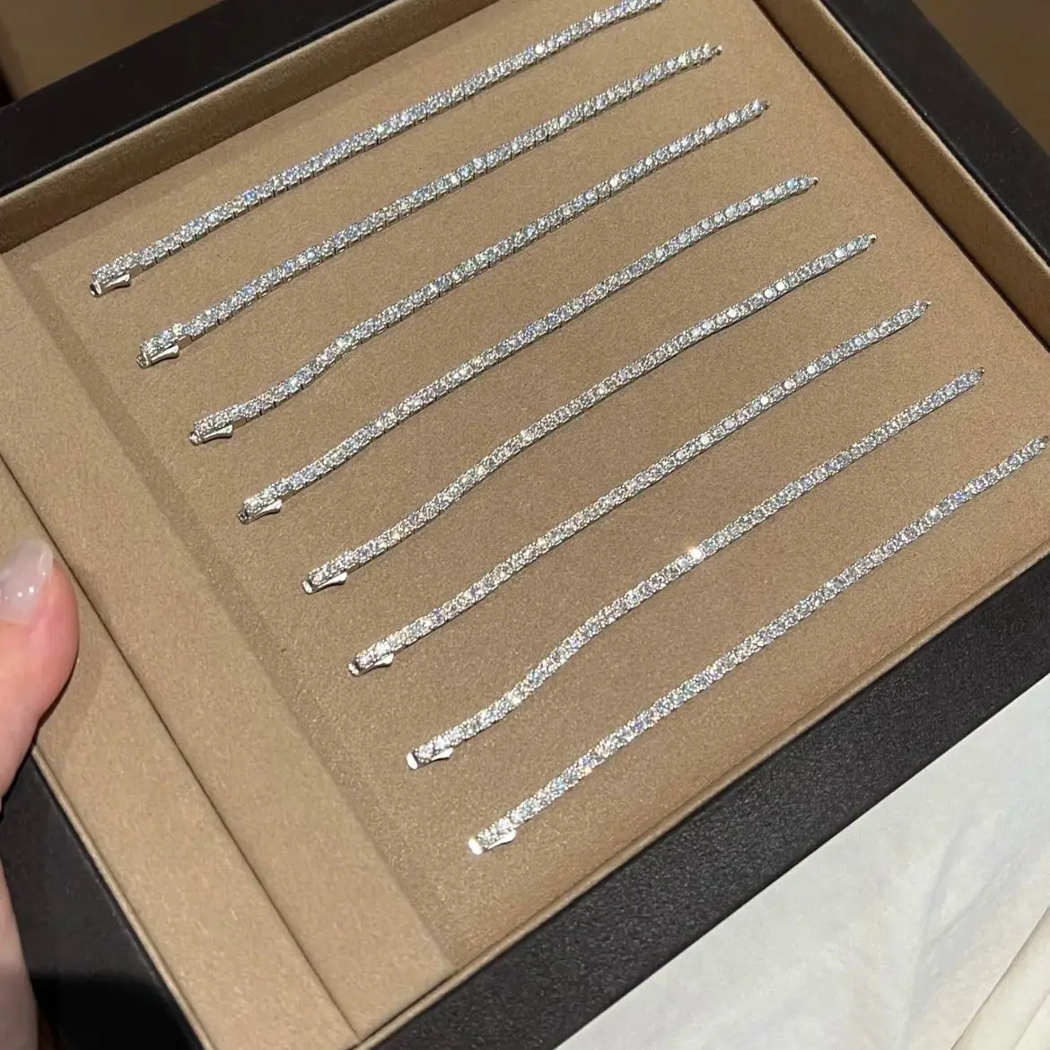 2 2.5 3 4 5MM Full Tennis Chain Couple Bracelets Plated Gold 925 Sterling Silver Jewelry Gift GRA Certified 261017
