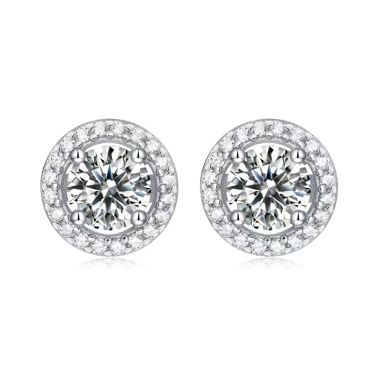 0.5ct 1ct 2ct 3ct D Color Flower Cluster Halo Diamond Men Women 925 Sterling Silver VVS Moissanite Stud Earrings Threaded